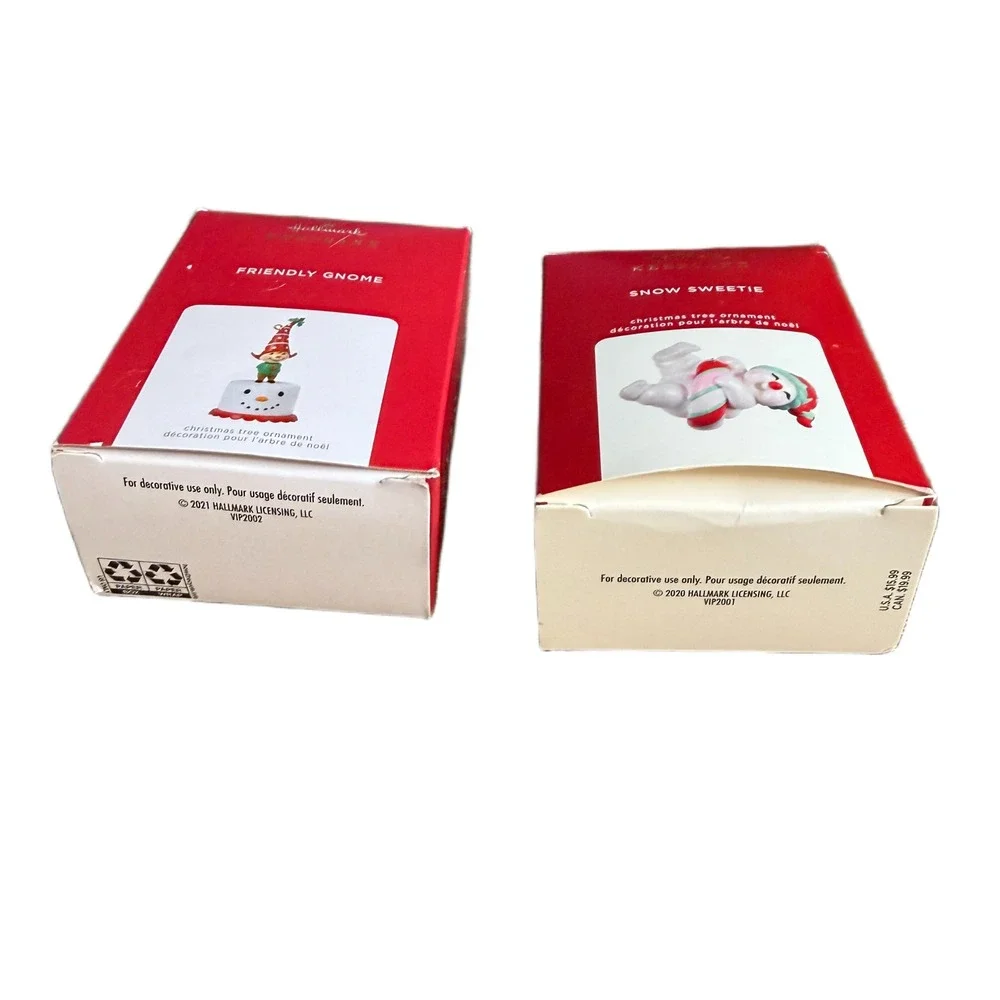 Hallmark Keepsake Ornaments‎ 2021 Friendly Gnome & 2020 Snow Sweetie Set of 2
